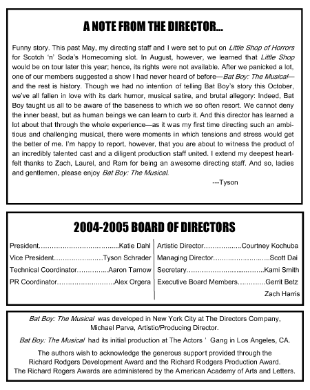 Cover of the Bat Boy Playbill