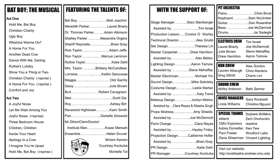 Inside of the Bat Boy Playbill
