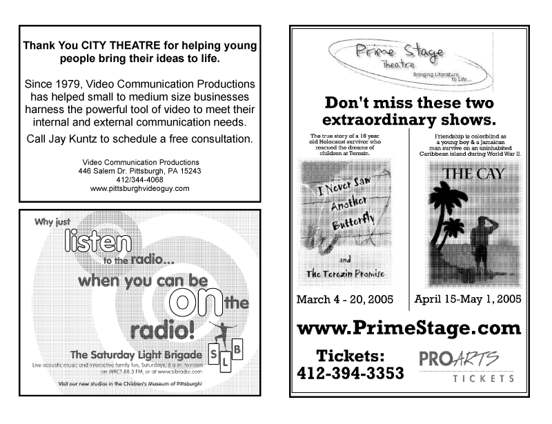 Pages 16 and 17 of the Young Playwrights Playbill