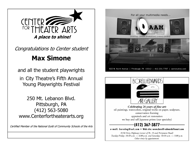 Pages 18 and 19 of the Young Playwrights Playbill