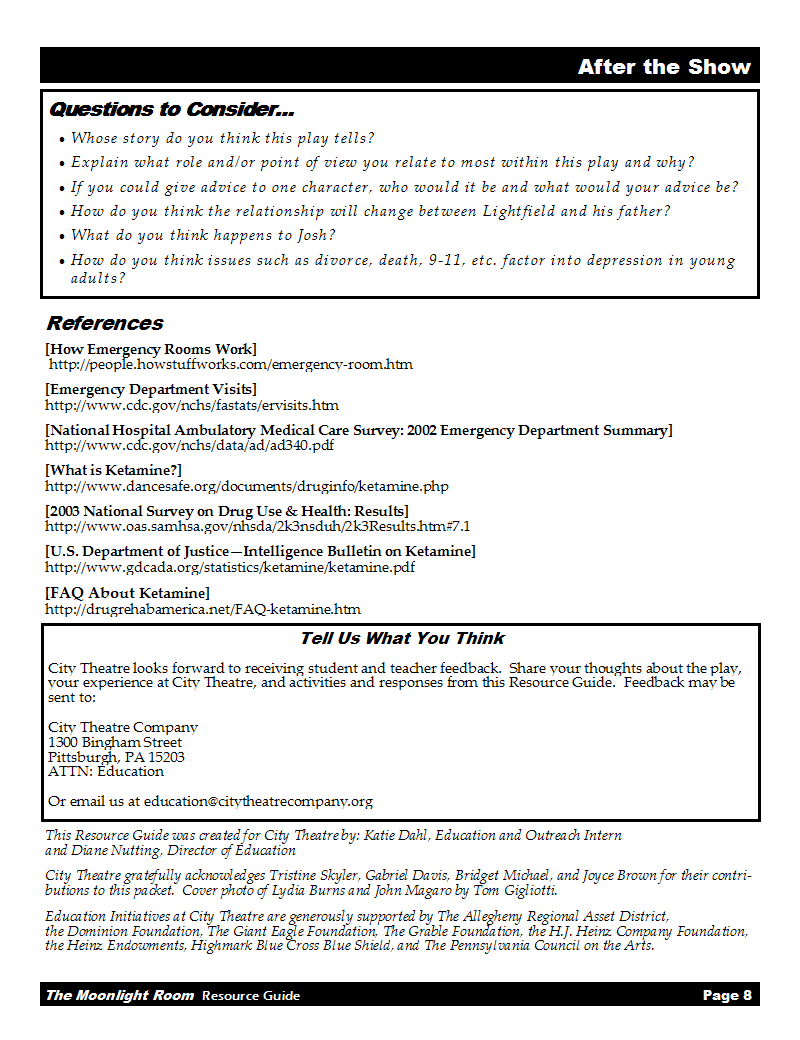 Page 8 of the Moonlight Room Resource Guide