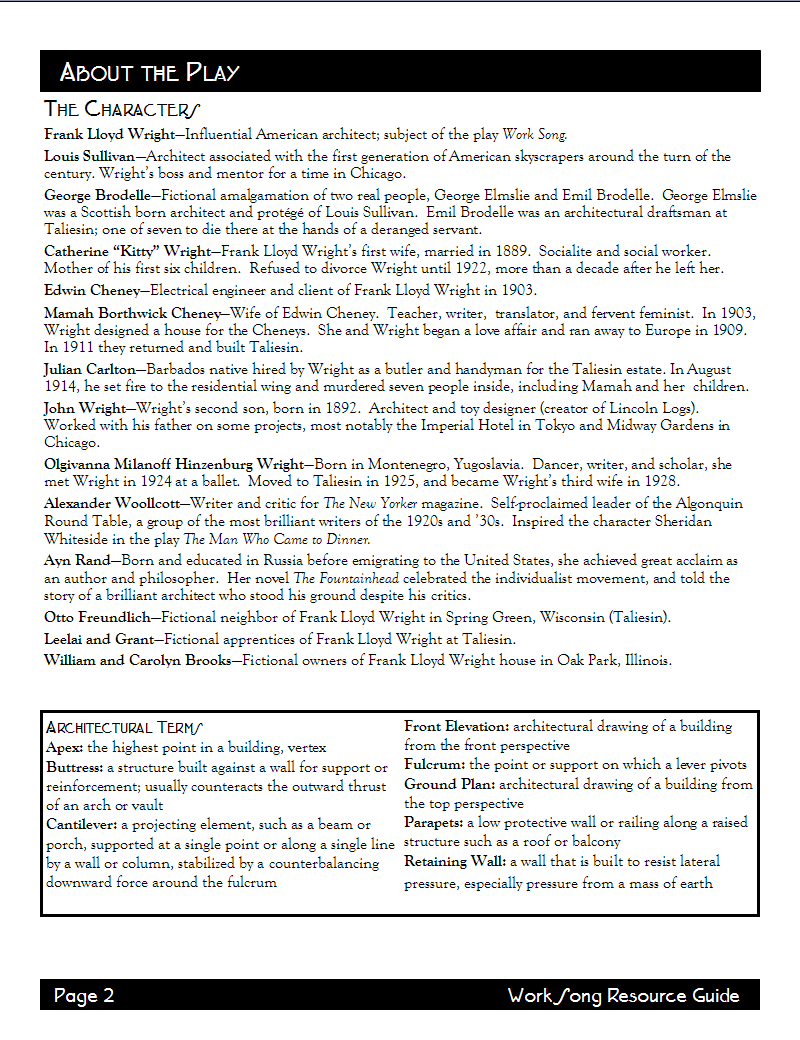 Page 2 of the Work Song Resource Guide