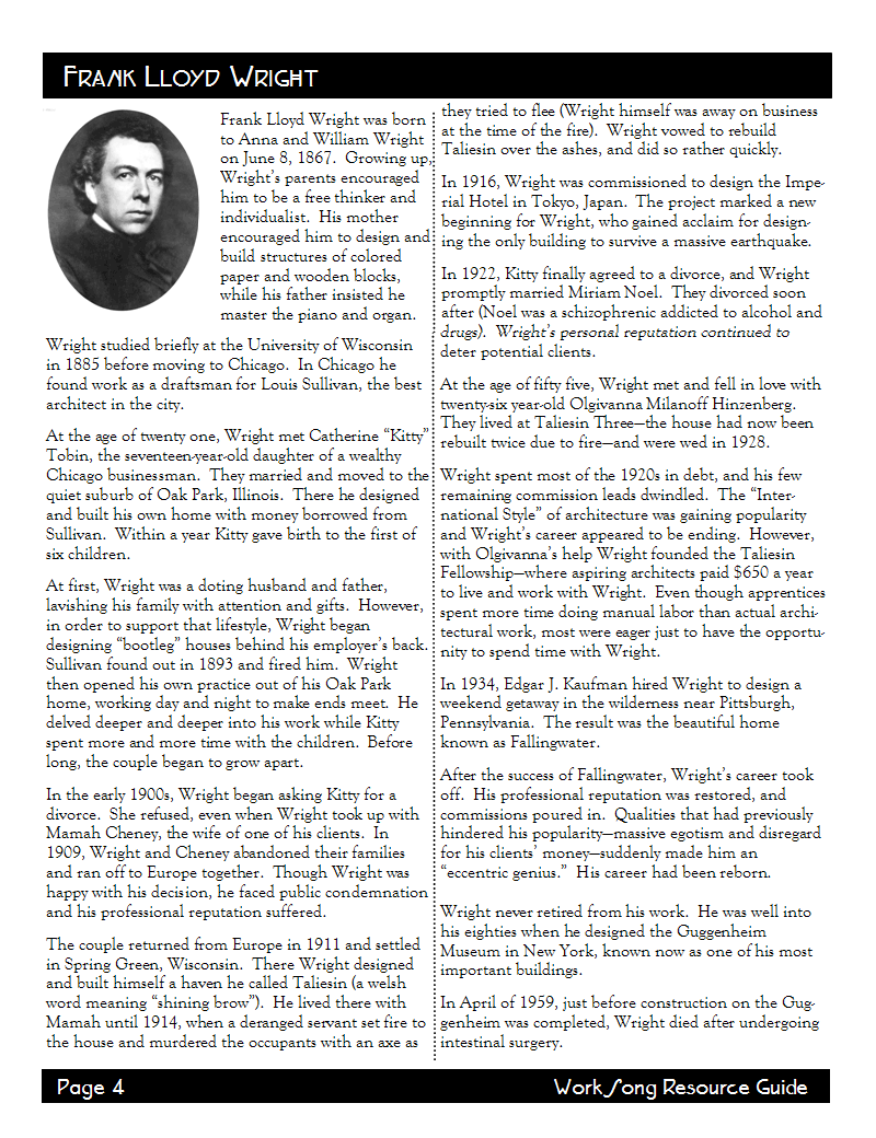 Page 4 of the Work Song Resource Guide