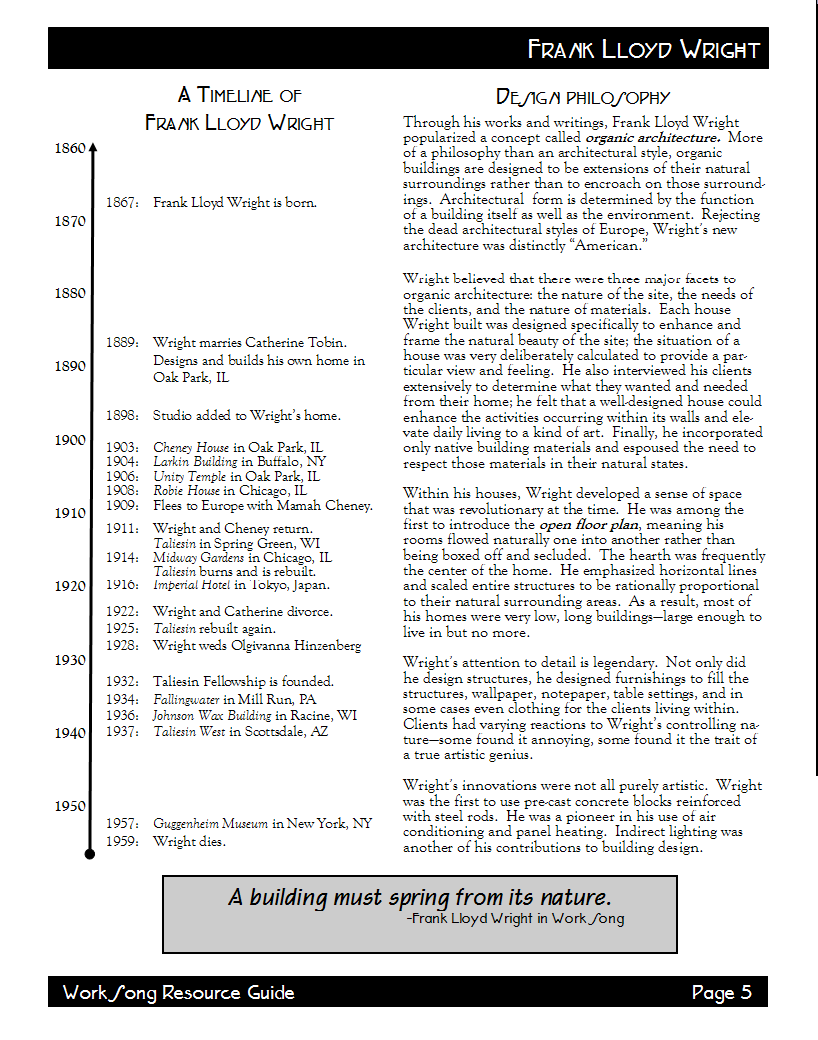 Page 5 of the Work Song Resource Guide