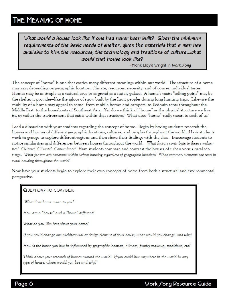 Page 6 of the Work Song Resource Guide