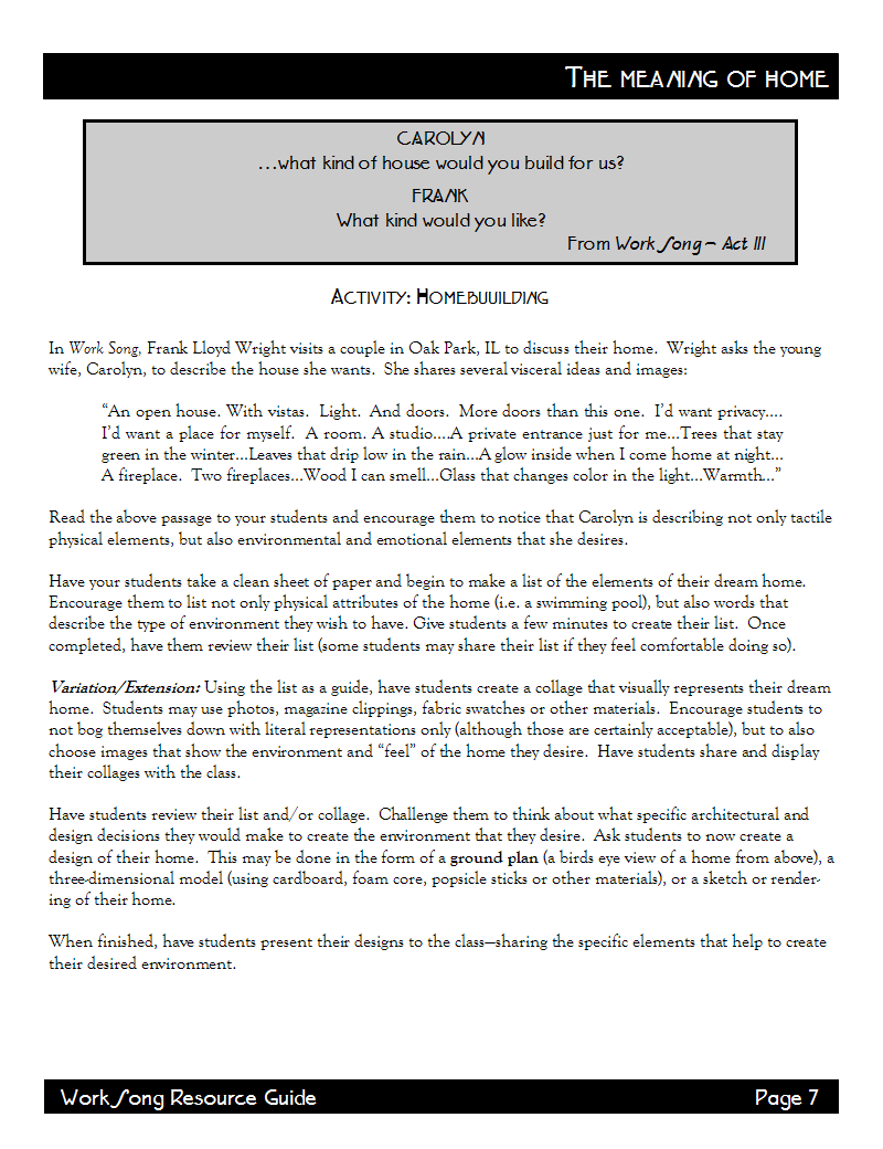 Page 7 of the Work Song Resource Guide